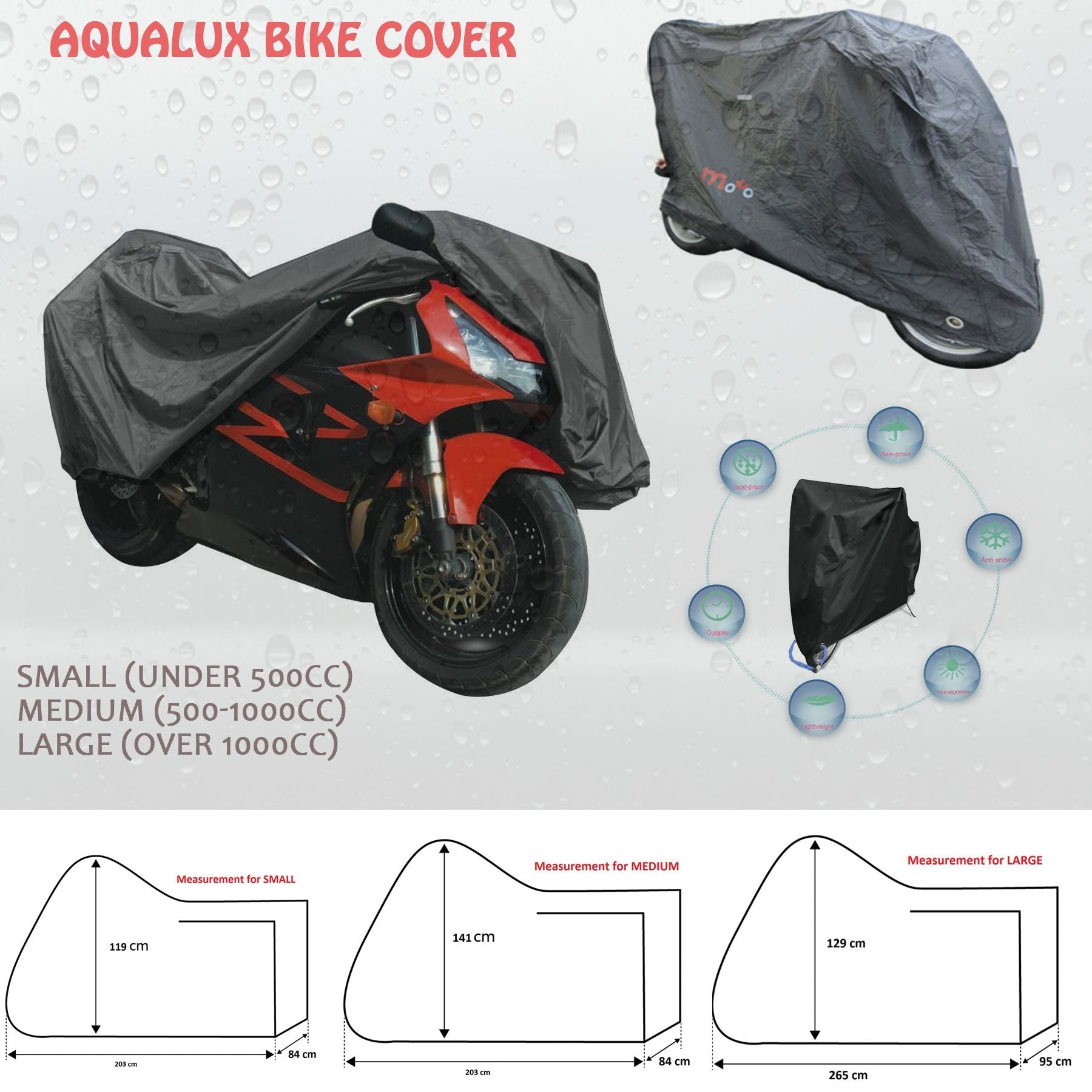 ViPER Aqualux Motorbike Cover - Dark Grey