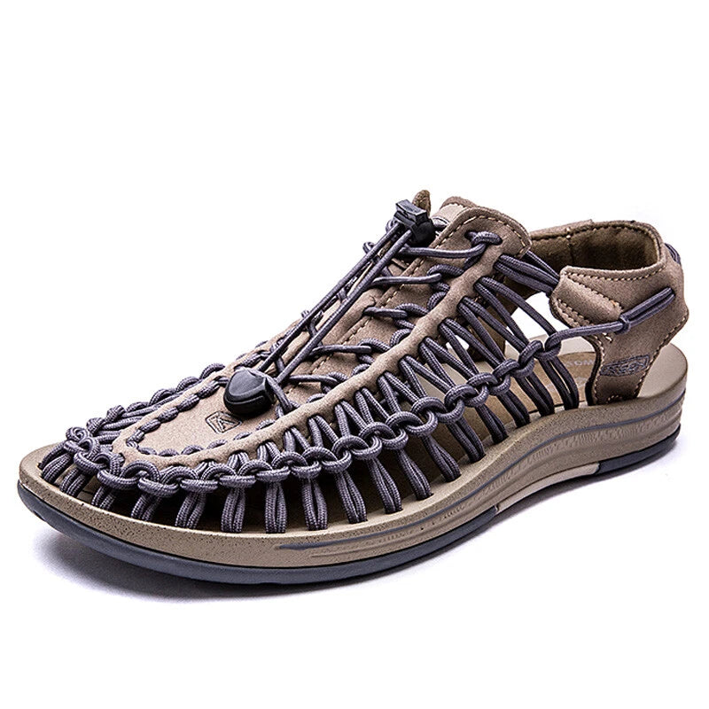 Summer Men's Handmade Weaving Sandals Breathable Soft Bottom Hollow Slippers