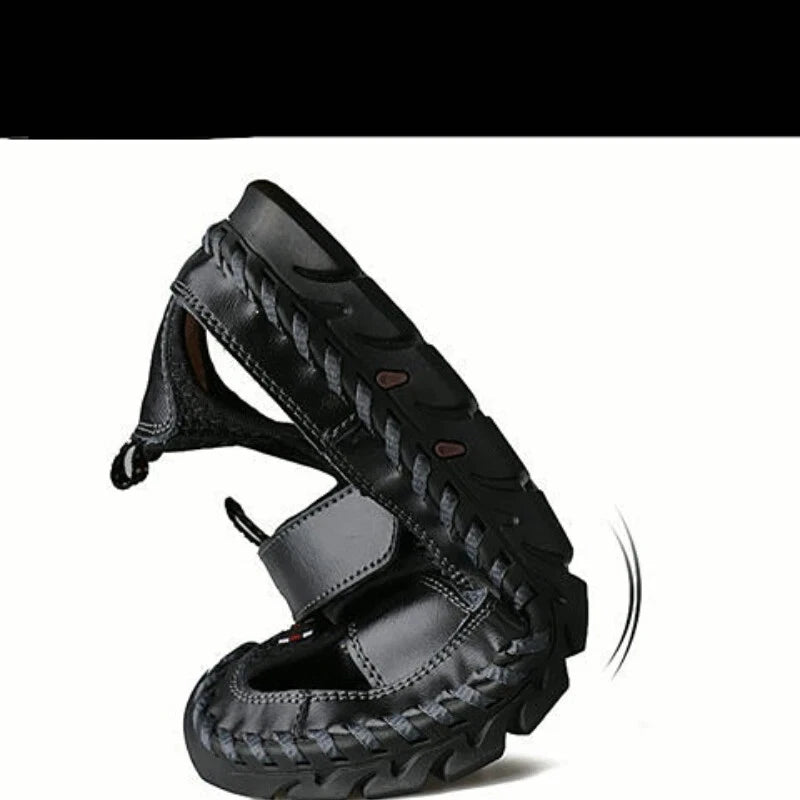 Summer Leather Male Beach Shoes Casual Sandals Wading Non-slip Comfort Slippers