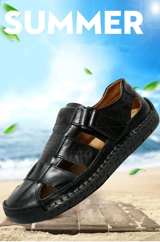 Summer Fashion Men's Outdoor Sandals Casual Beach Shoes Roman Leather Slippers