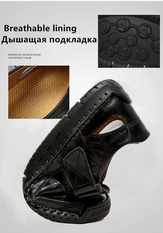 Summer Fashion Men's Outdoor Sandals Casual Beach Shoes Roman Leather Slippers