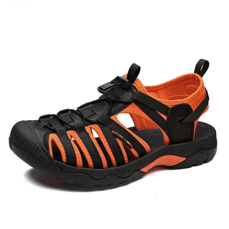 Summer Leather Men Sandals Breathable Casual Slippers Soft Sole Beach Sneakers
