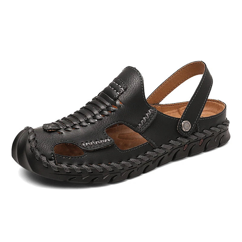 Summer Men Sandals Genuine Leather Handmade Slippers Outdoor Beach Roman Sandals