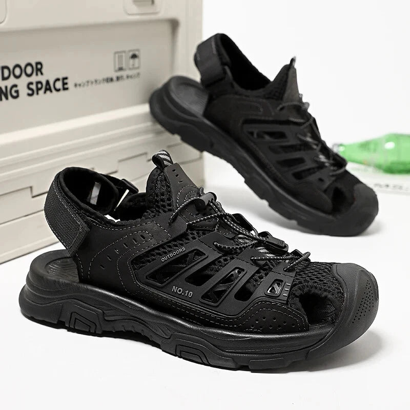 Soft Male Leather Sandals Summer Breathable Beach Slippers Hiking Sneakers