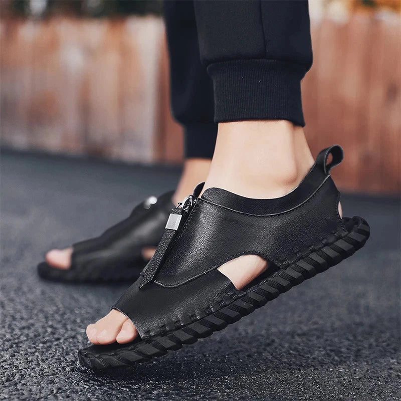 Sandals Men Slippers Weaving Design Beach Sandals Breathable Casual Flat Sandals