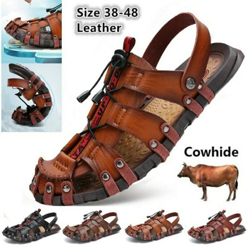 Summer Leather Roman Men's Sandals Business Casual Outdoor Beach Wading Slippers