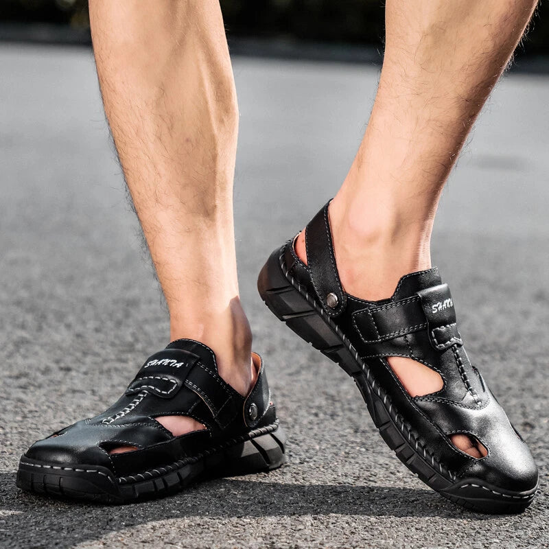 Summer Men's Casual Sandals Genuine Leather Outdoor Hiking Sandals Beach Slipper