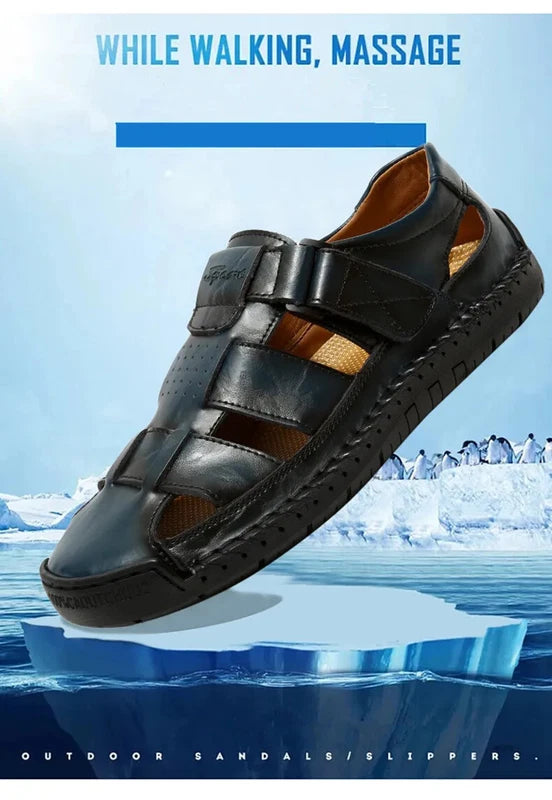 Summer Fashion Men's Outdoor Sandals Casual Beach Shoes Roman Leather Slippers