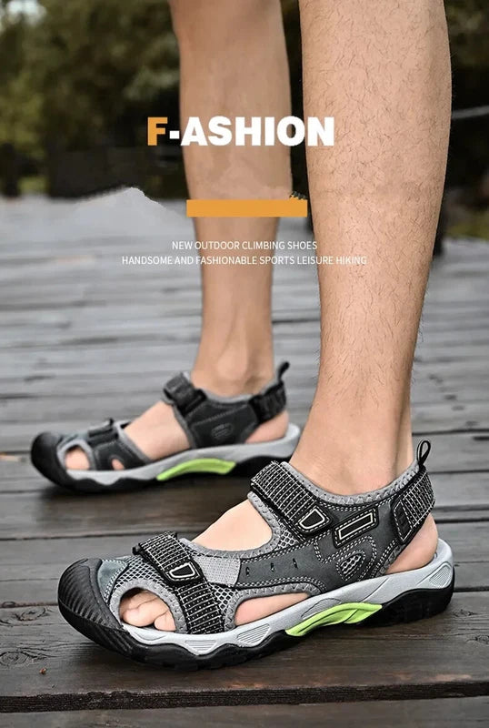 Summer Men Leather Sandals Outdoor Sneakers Casual Beach Slippers Wading Shoes