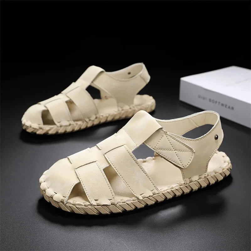 Summer Men's Sandals Handmade Sewing Breathable Beach Slippers Casual Sneakers