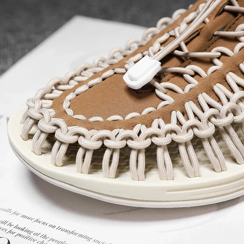 Summer Men Sandals Outdoor Slippers Weaving Beach Flat Breathable Casual Shoes