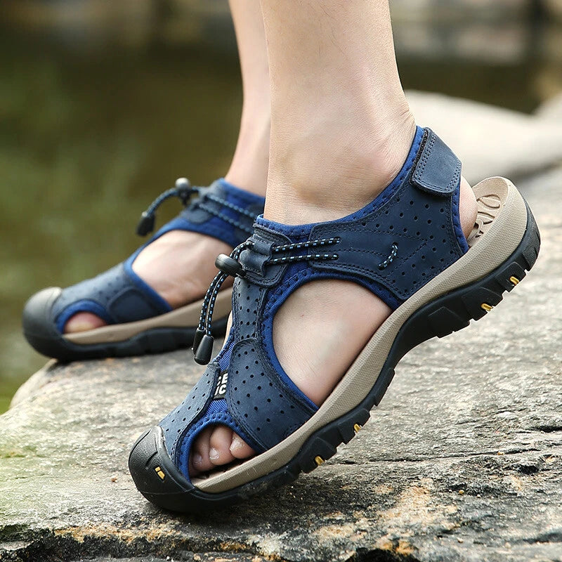 Summer Men's Sandals Fashion Genuine Leather Outdoor Casual Beach Roman Slippers