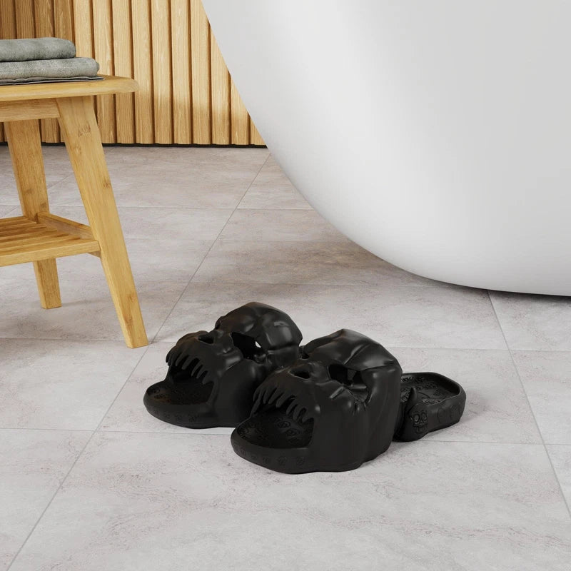 Unisex Skull Slide Sandals - Non-Slip Indoor/Outdoor Beach Slippers, Comfy