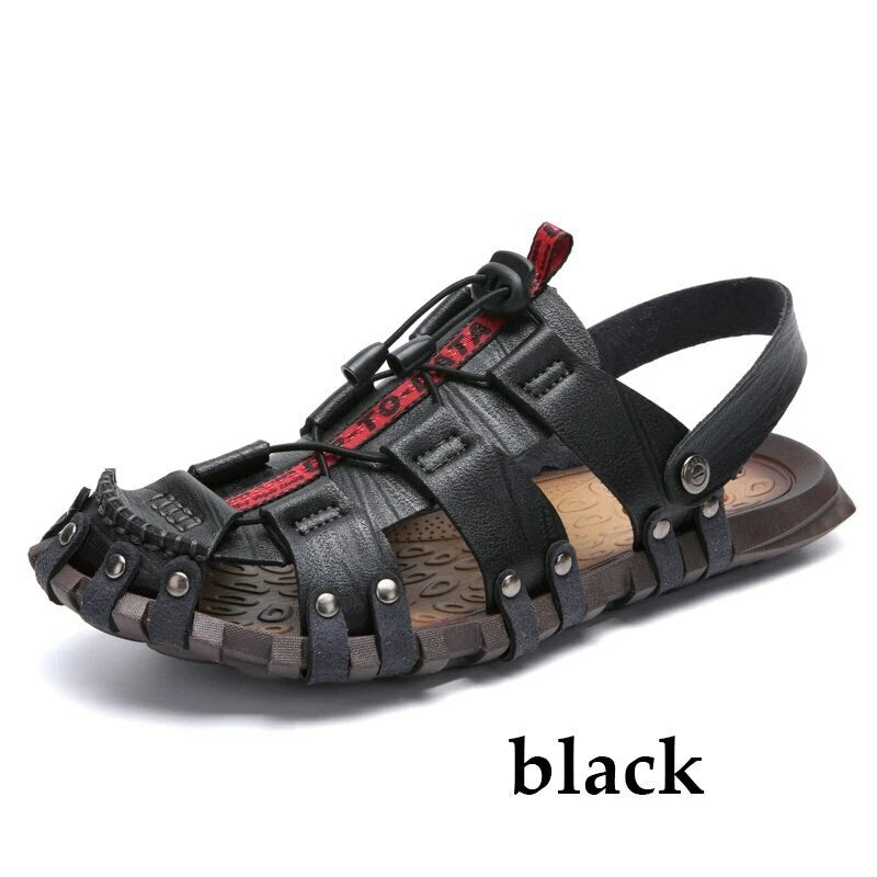 Summer Leather Roman Men's Sandals Business Casual Outdoor Beach Wading Slippers