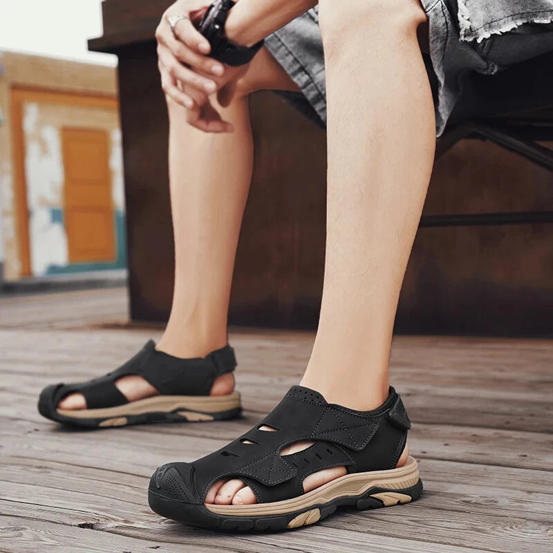 Summer Men Hollow Sandals Breathable Beach Slippers Comfort Hiking Sneakers