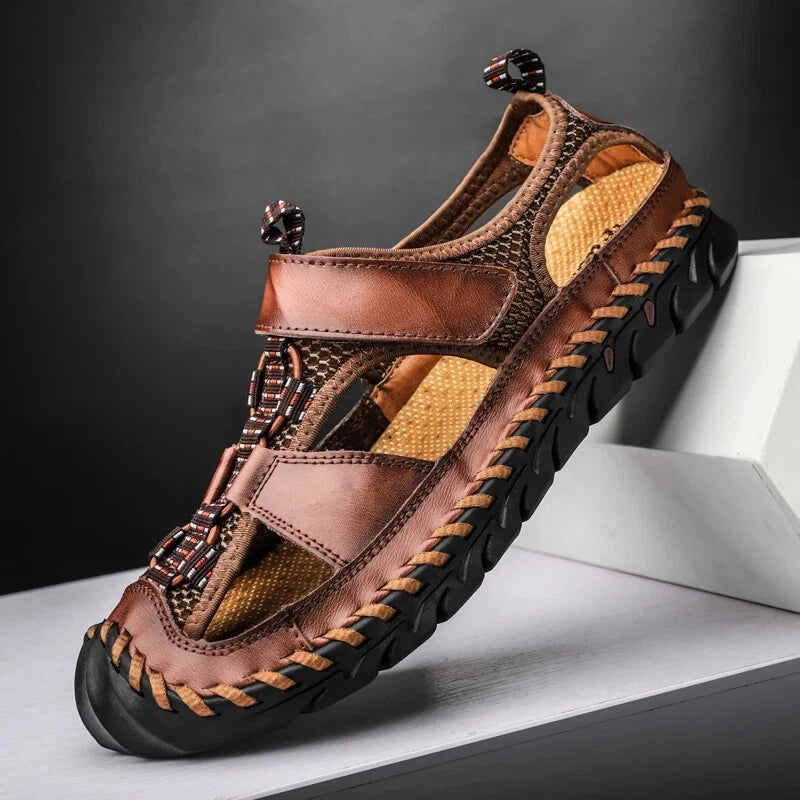 Summer Leather Male Beach Shoes Casual Sandals Wading Non-slip Comfort Slippers