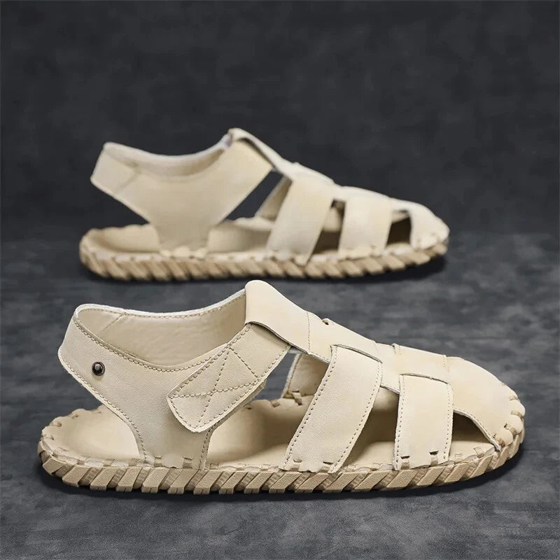 Summer Men's Sandals Handmade Sewing Breathable Beach Slippers Casual Sneakers