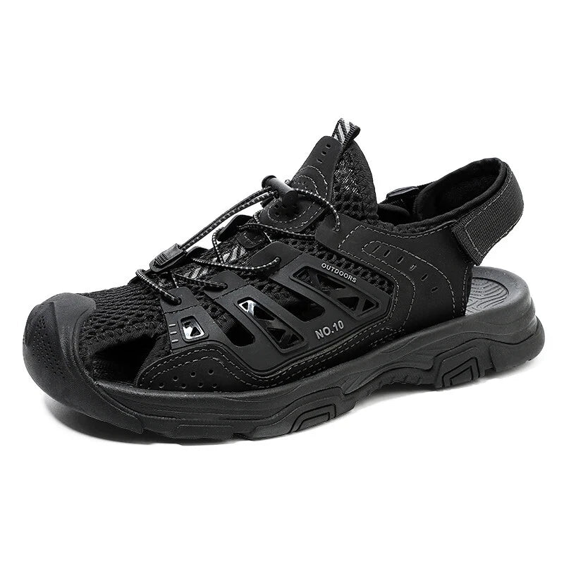Soft Male Leather Sandals Summer Breathable Beach Slippers Hiking Sneakers