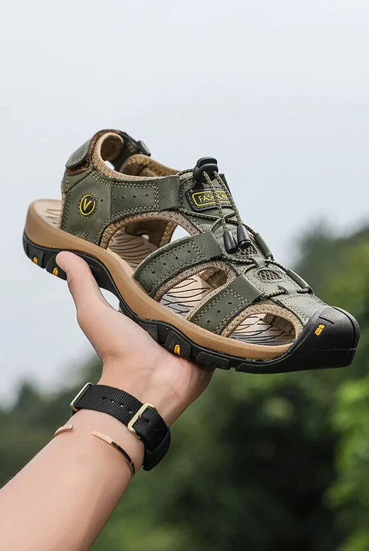 Summer Sandals for Men Classic Outdoor Beach Leather Slippers and Walking Shoes