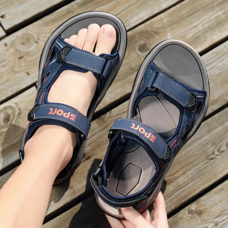 Summer Men Sandals Handmade Soft Beach Slippers Non-Slip Flat Wading Sneakers