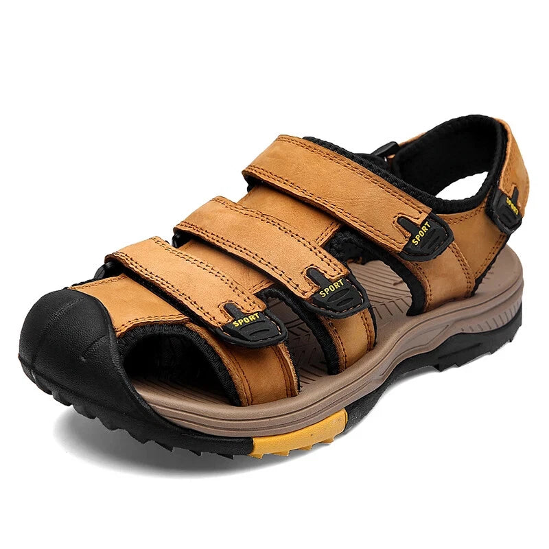 Summer Men Sandals Genuine Leather Casual Sneakers Breathable Beach Slippers