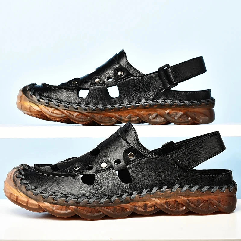 Summer Men's Sandals Leather Causal Shoes Outdoor Wear Resistance Beach Slippers