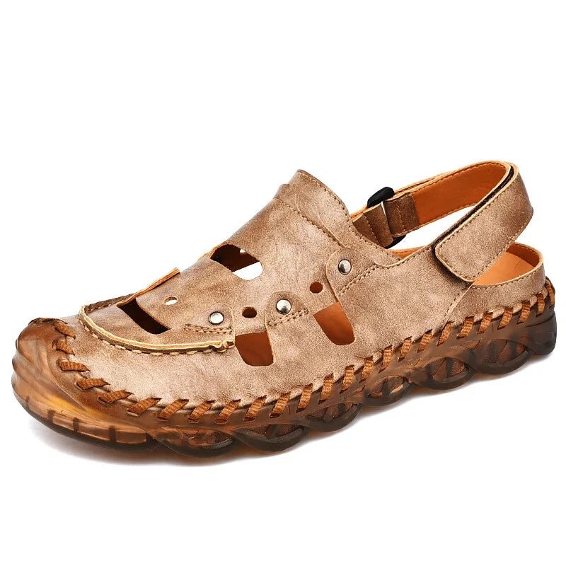 Summer Men's Sandals Leather Causal Shoes Outdoor Wear Resistance Beach Slippers