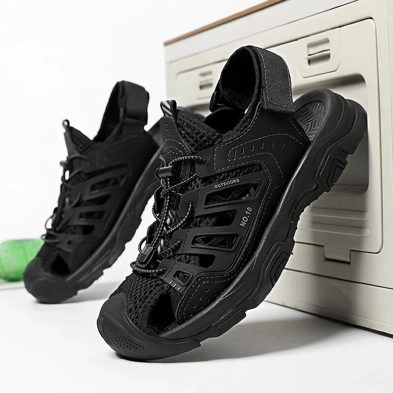Soft Male Leather Sandals Summer Breathable Beach Slippers Hiking Sneakers