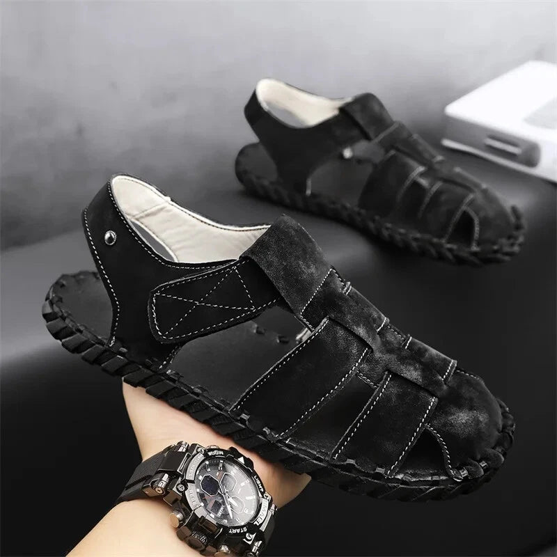 Summer Men's Sandals Handmade Sewing Breathable Beach Slippers Casual Sneakers