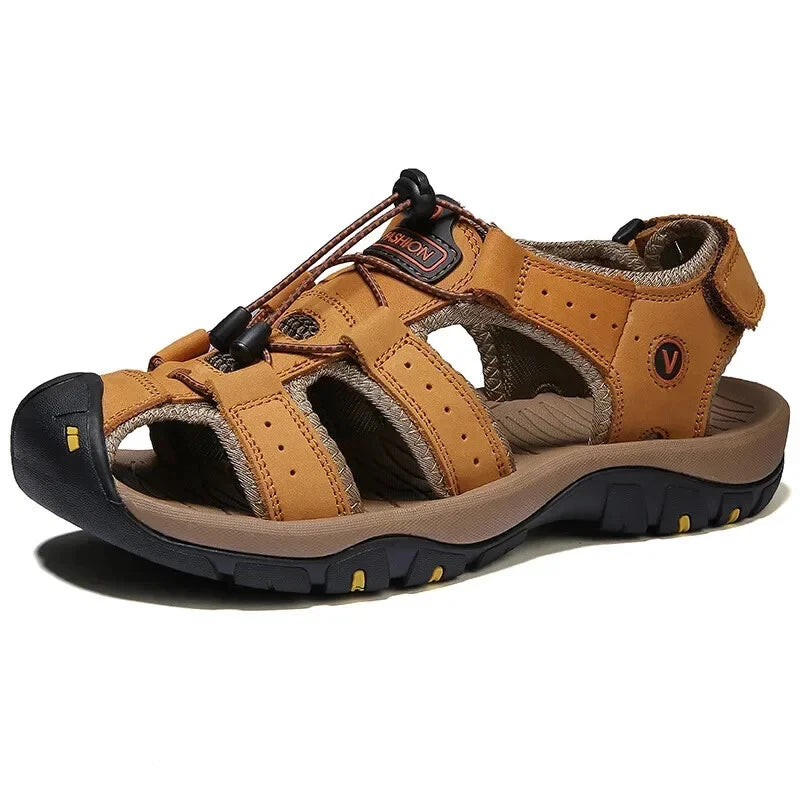 Summer Sandals for Men Classic Outdoor Beach Leather Slippers and Walking Shoes