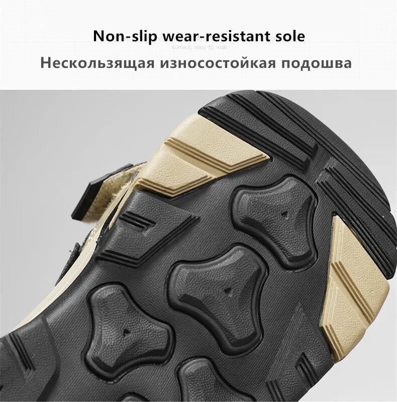 Summer Men's Leather Sandals Hollow Outdoor Sandals Slippers Beach Sandals