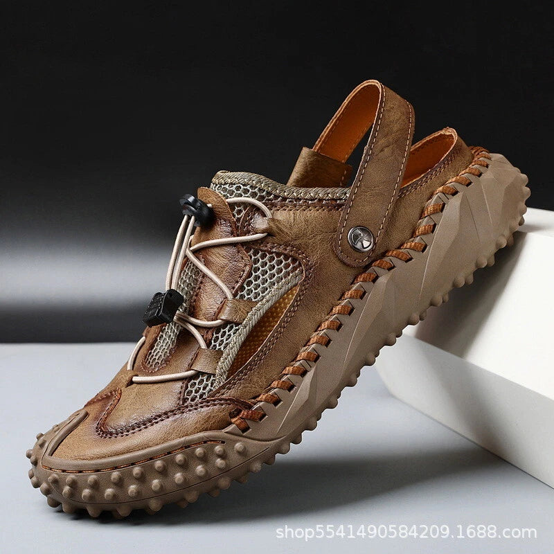 Summer Men's Casual Shoes Non-slip Sandals Outdoor Breathable Leather Slippers