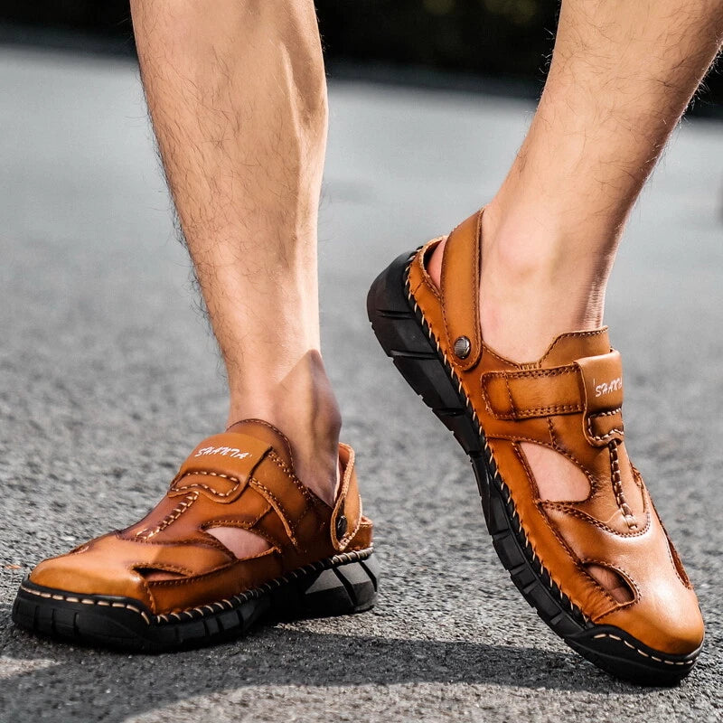 Summer Men's Casual Sandals Genuine Leather Outdoor Hiking Sandals Beach Slipper