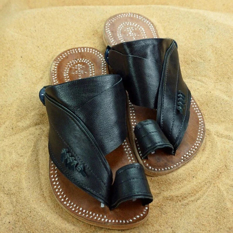 Vintage Mens Sandals Soft Comfortable Flats Summer Beach Slippers Casual Shoes