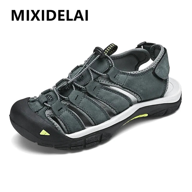 Summer Leather Men Sandals Breathable Casual Slippers Soft Light Beach Sneakers
