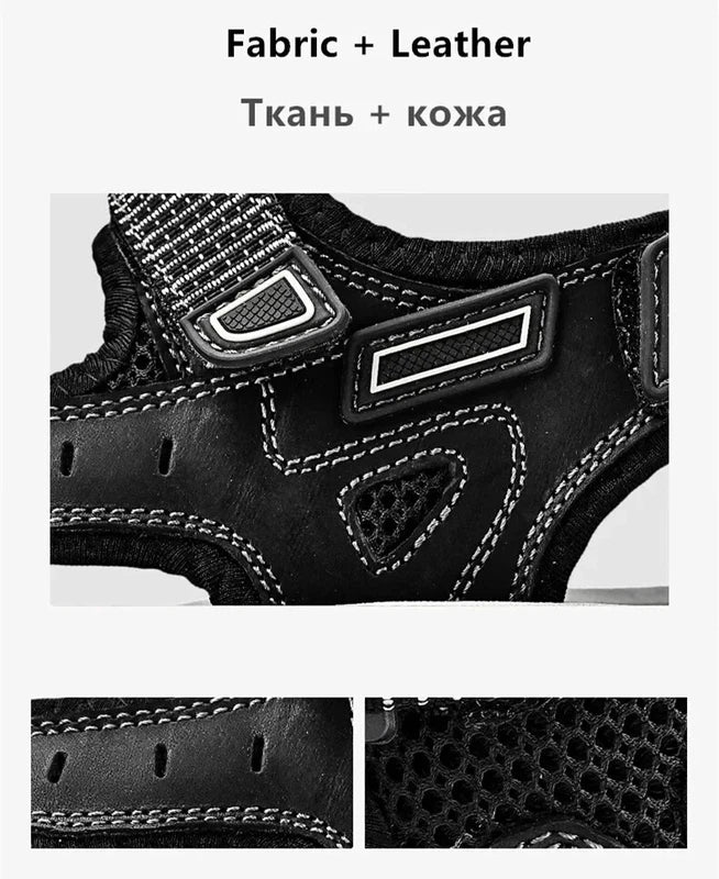 Summer Men Leather Sandals Outdoor Sneakers Casual Beach Slippers Wading Shoes