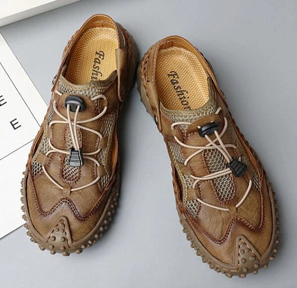 Summer Men's Casual Shoes Non-slip Sandals Outdoor Breathable Leather Slippers