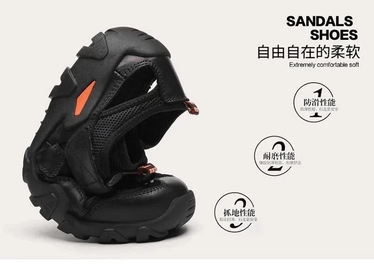 Summer Men Beach Shoes with Hollowed Out Water Wading Shoes Lightweight Slippers