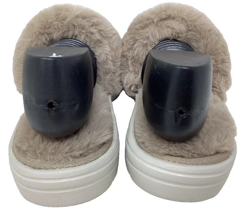 Skechers Women's Arch Fit Lounge Unwind Faux Fur Slide Slippers Tan Size:7 187D