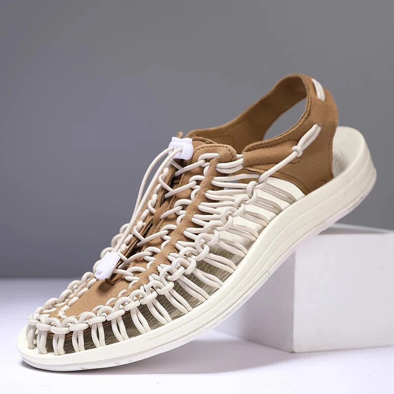 Summer Men Sandals Outdoor Slippers Weaving Beach Flat Breathable Casual Shoes
