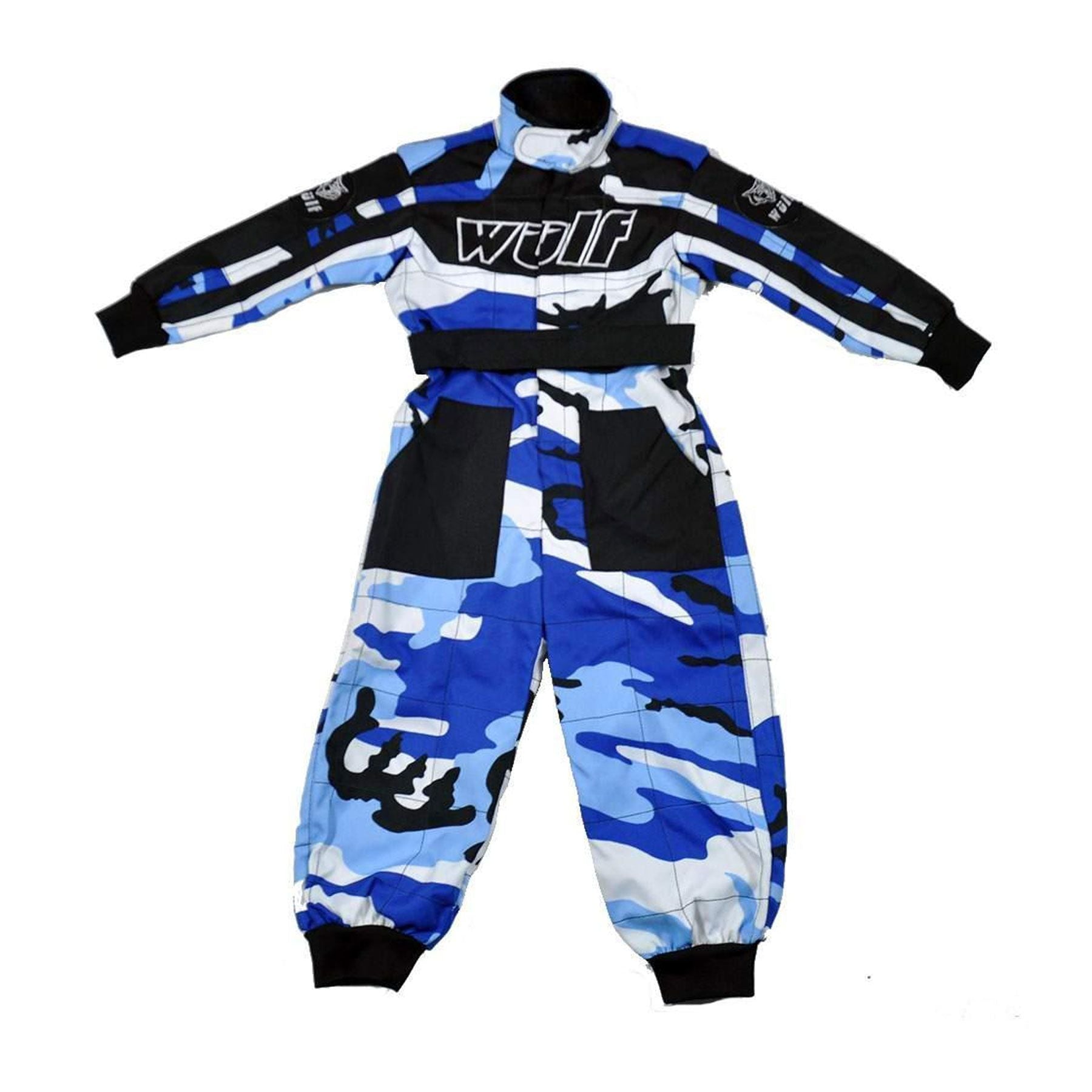 Wulfsport Kids One Piece Kart Suit - Camo Blue