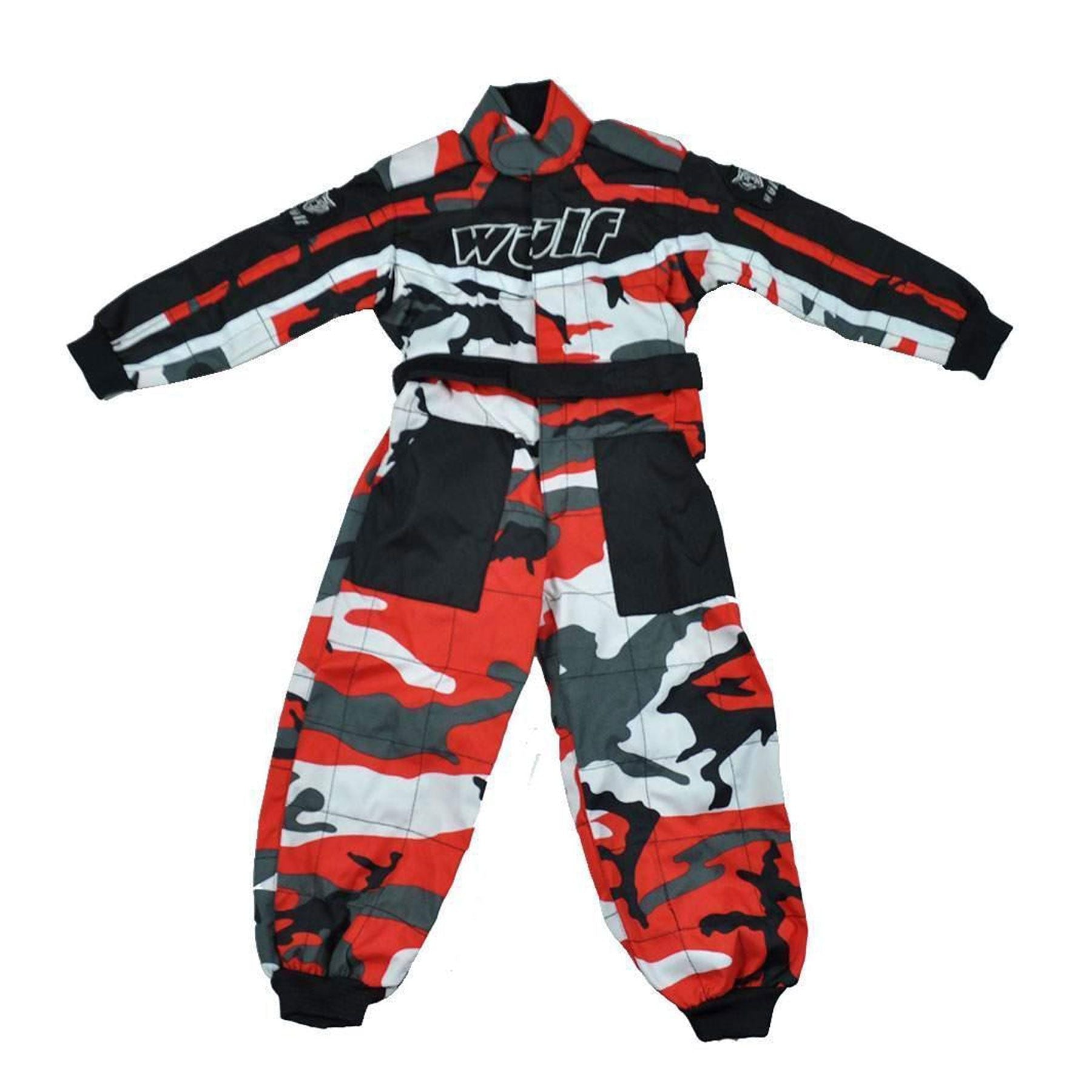Wulfsport Kids One Piece Kart Suit - Camo Red