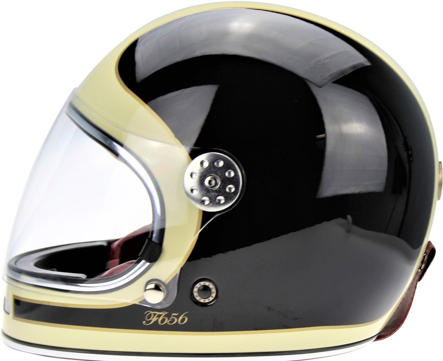VPR.303 F656 Fiberglass Full Face Retro Helmet Black Cream