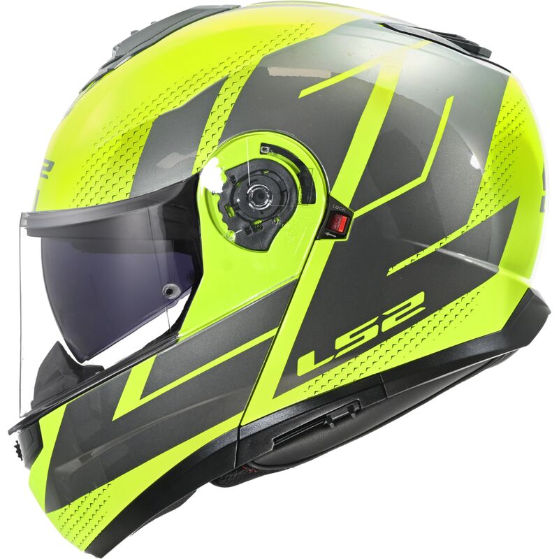 LS2 FF908 Strobe-II CODE Flip Front Helmet - Grey HiViz