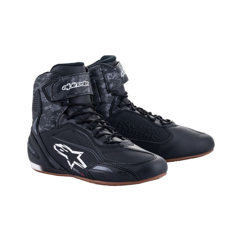 Alpinestars Faster 3 Mens Motorcycle Shoes - Black/Dark Grey/Gum