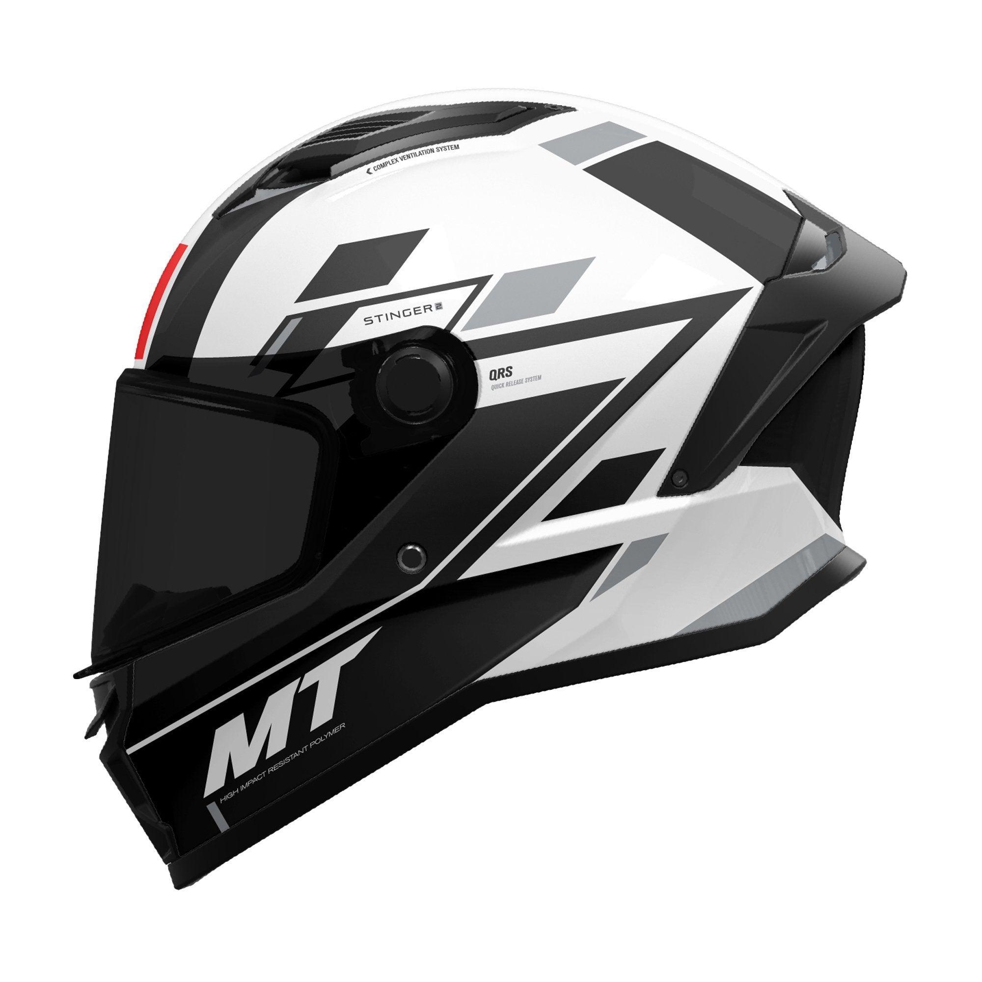 MT Stinger 2 Zivze Motorcycle Full Face Helmet - Gloss Black/White