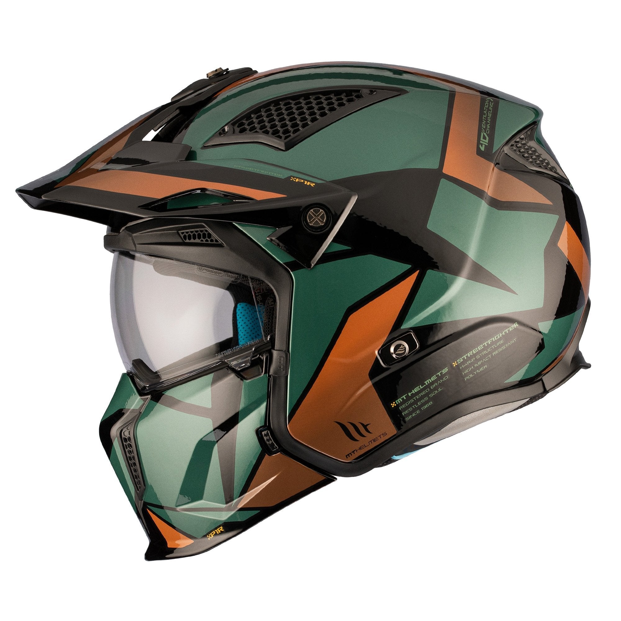 MT Streetfighter SV S P1R Motorcycle Full Face Helmet - Matt Black/Green/Gold