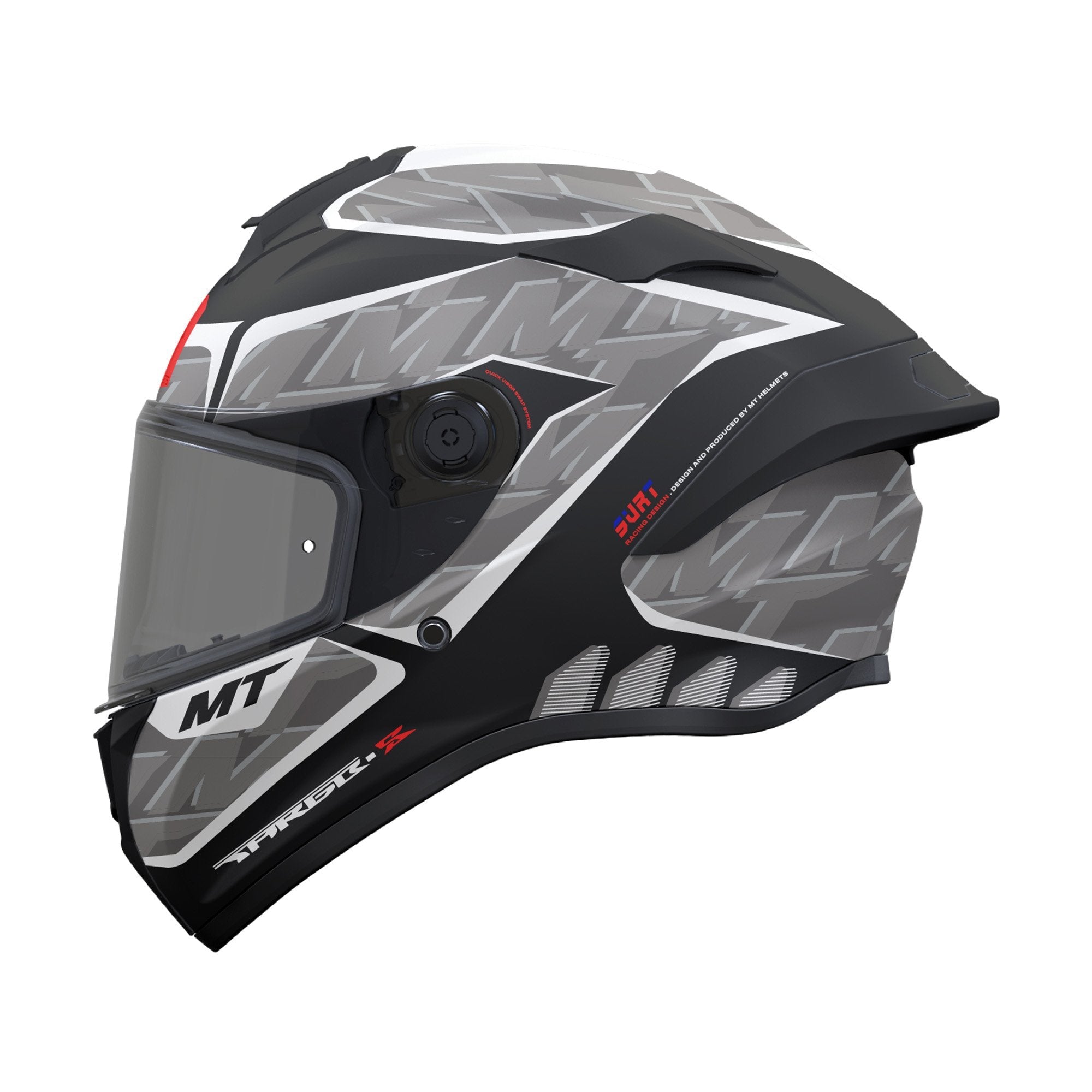 MT Targo S Surt Motorcycle Full Face Helmet - Matt Black/Grey