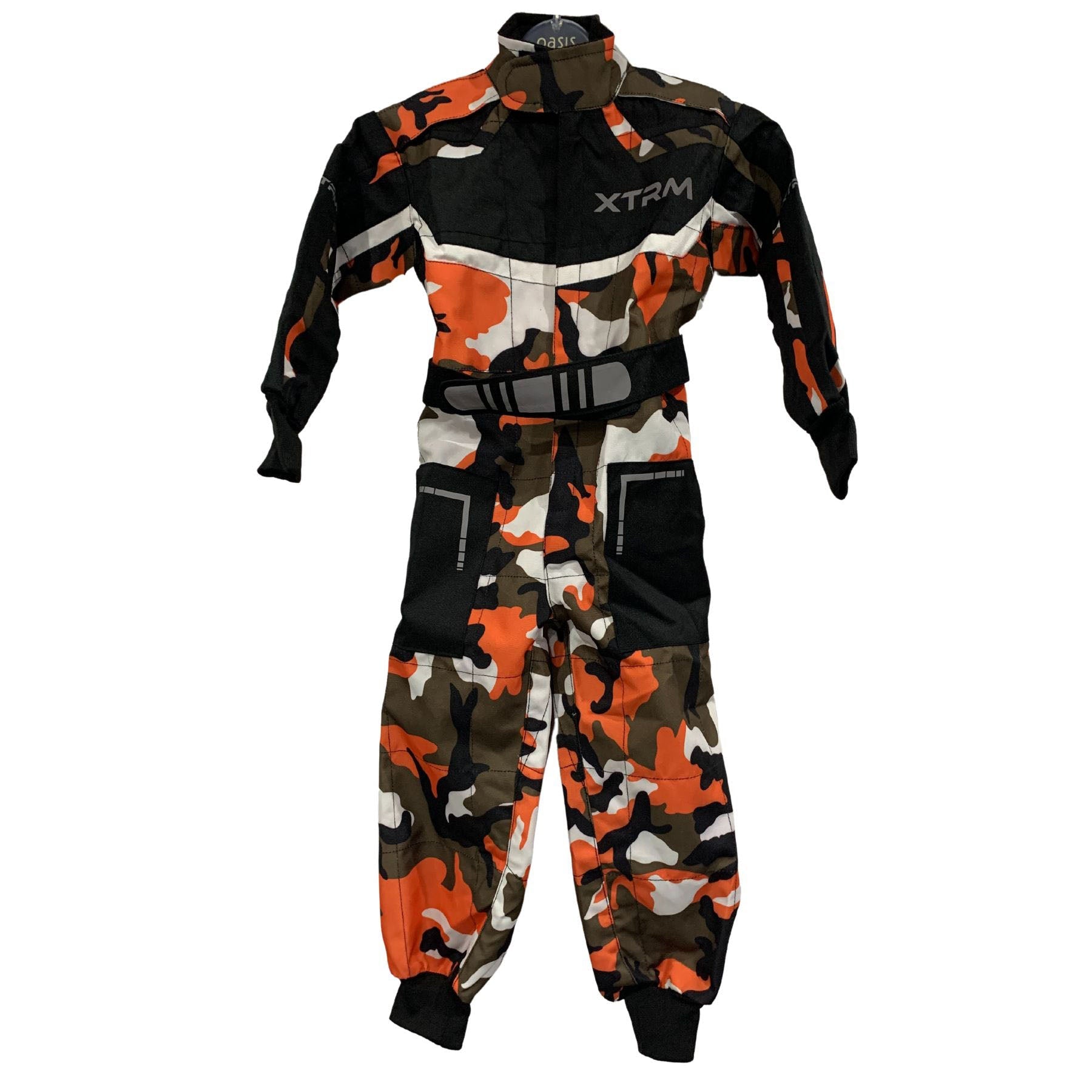 XTRM Kids One Piece Kart Suit - Camo Orange