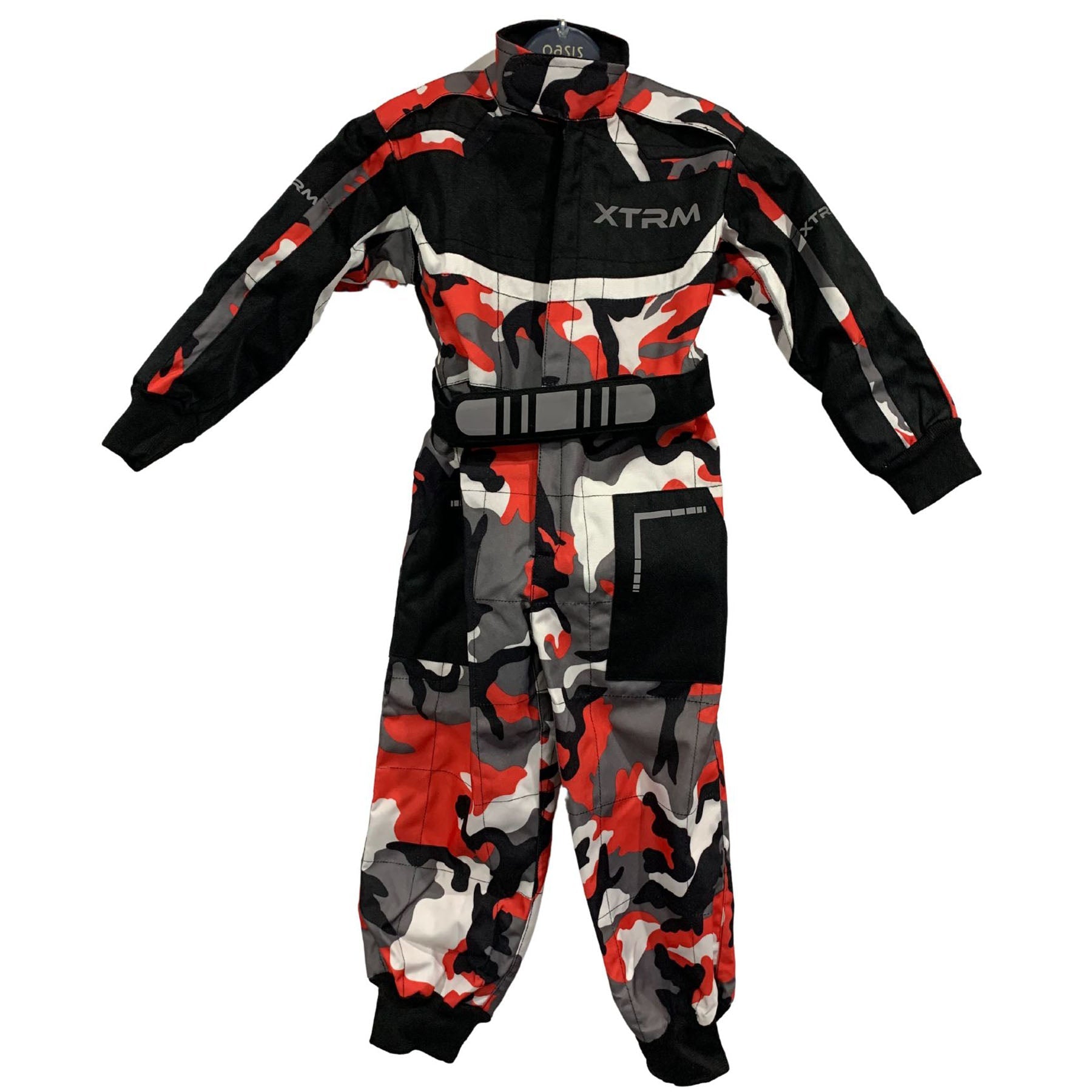 XTRM Kids One Piece Kart Suit- Camo Red